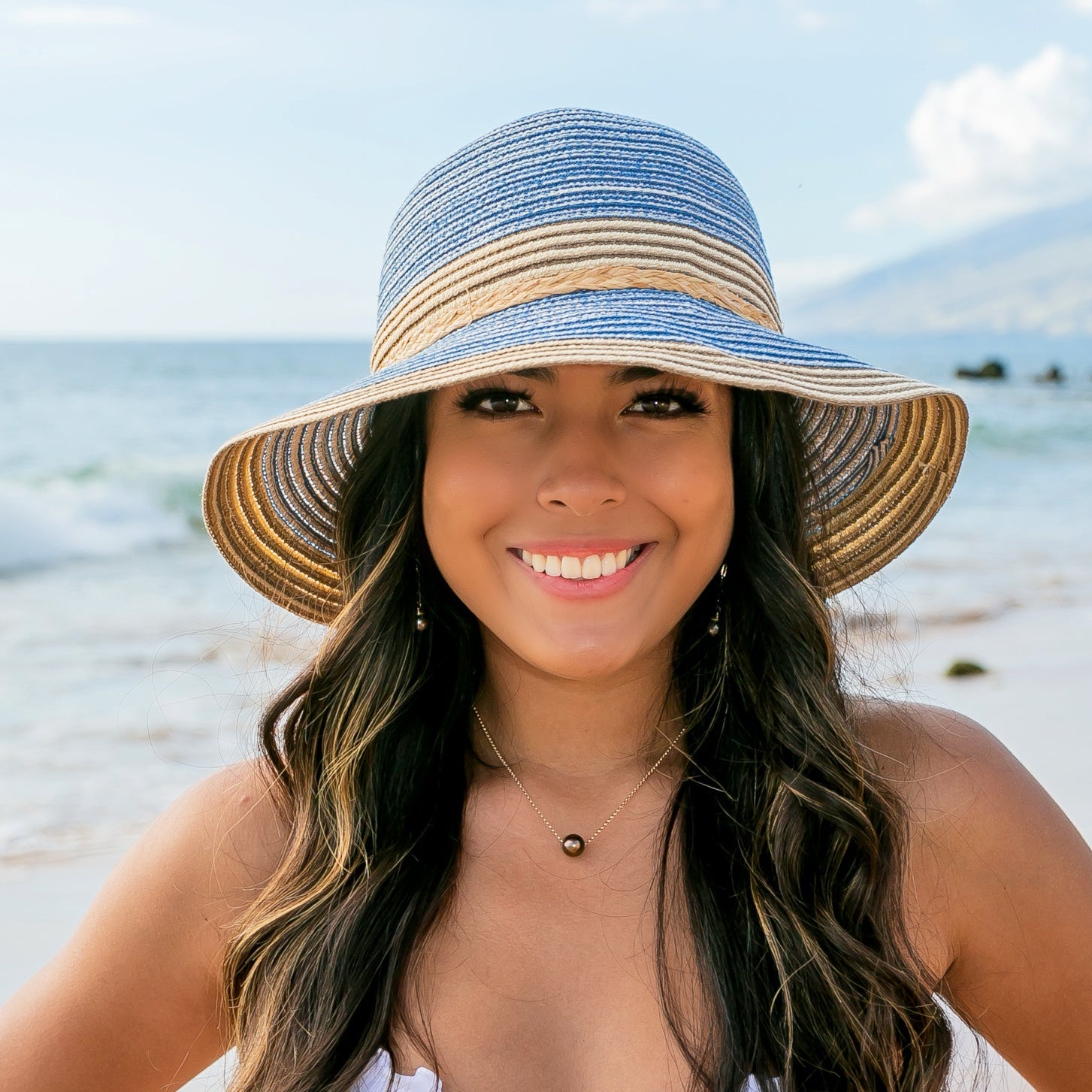Multi-Stripe Bow Accent Sunhat - Straw Sunhat