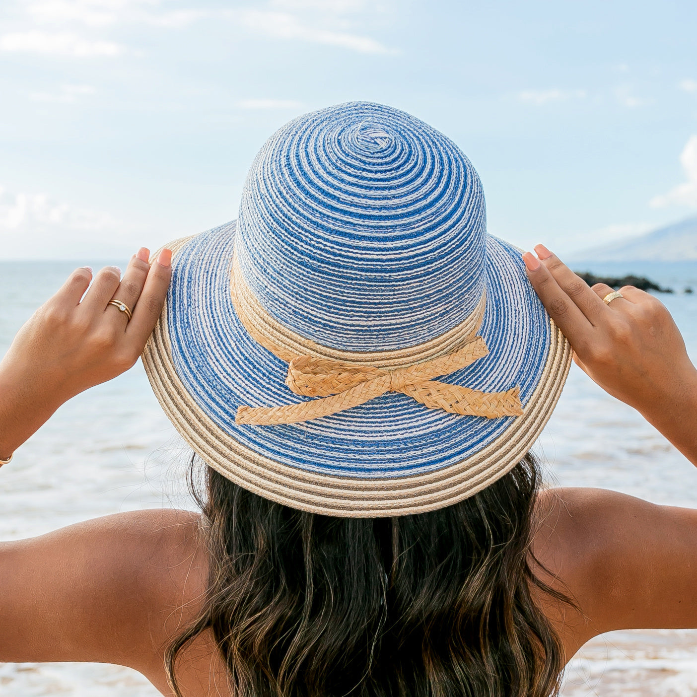 Multi-Stripe Bow Accent Sunhat - Straw Sunhat