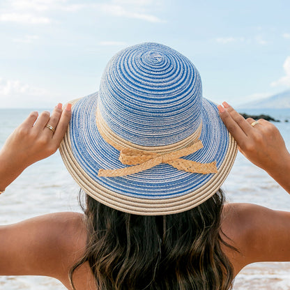 Multi-Stripe Bow Accent Sunhat - Straw Sunhat