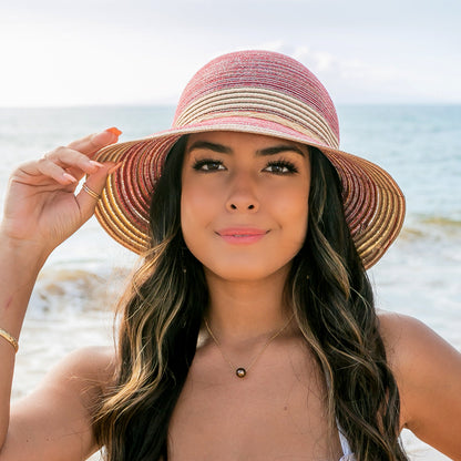 Multi-Stripe Bow Accent Sunhat - Straw Sunhat