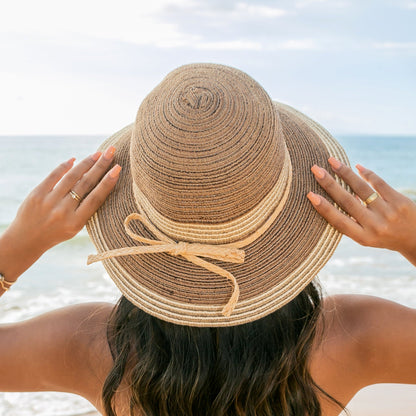 Multi-Stripe Bow Accent Sunhat - Straw Sunhat