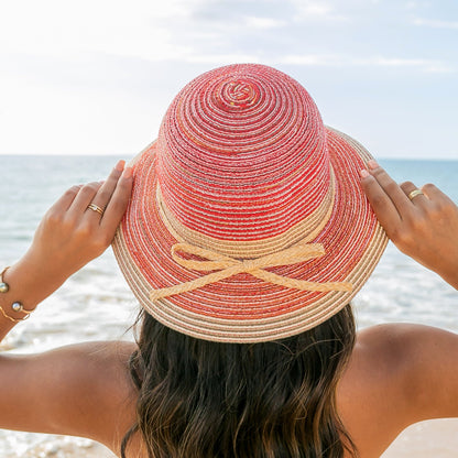 Multi-Stripe Bow Accent Sunhat - Straw Sunhat