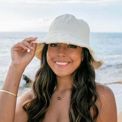 Frayed Edge Canvas Bucket Hat -