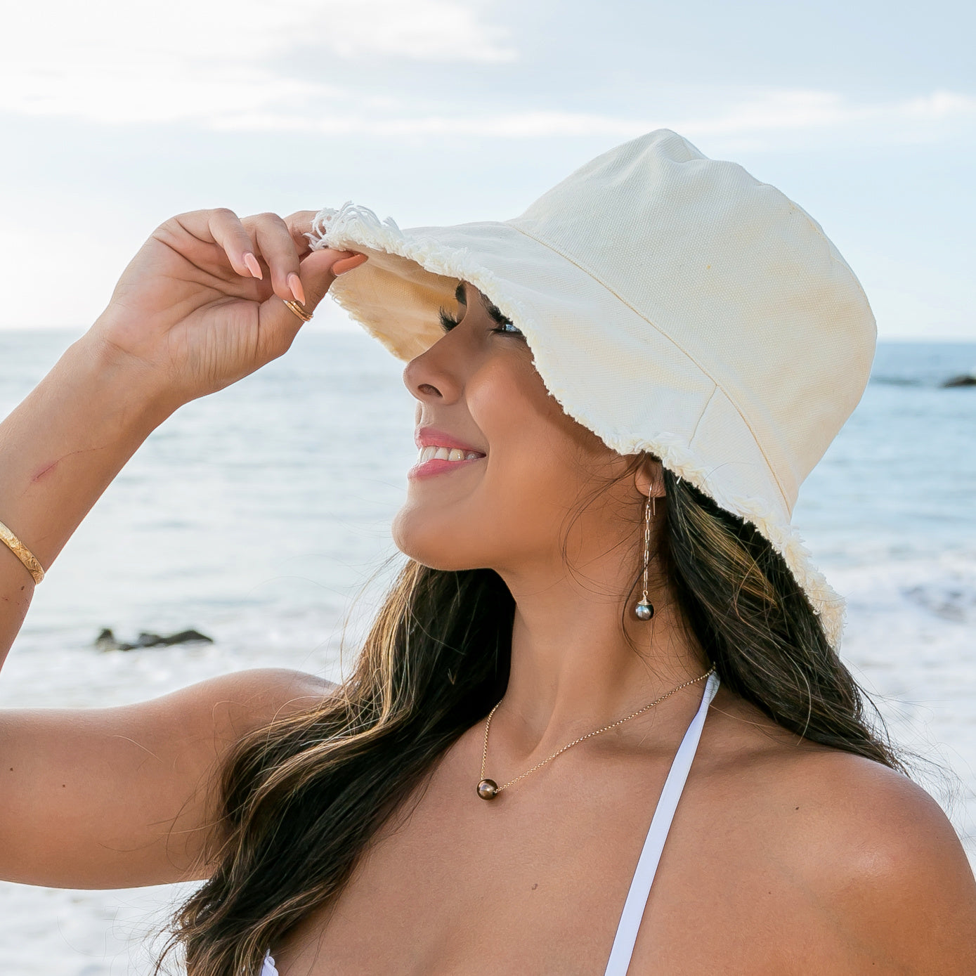 Frayed Edge Canvas Bucket Hat -