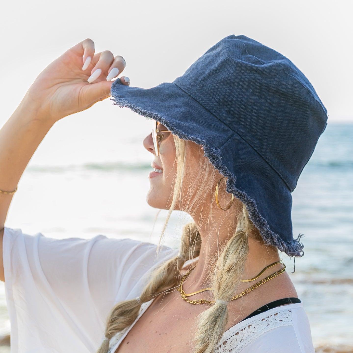 Frayed Edge Canvas Bucket Hat -