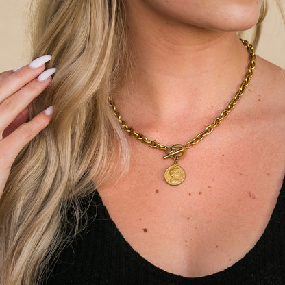 Coin Accent Chain Necklace -