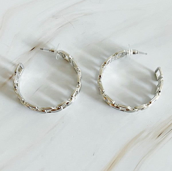 Linked Golden Hoop Earrings - Ro + Ivy