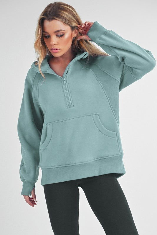 Long Drea Half-Zip Hoodie - Ro + Ivy