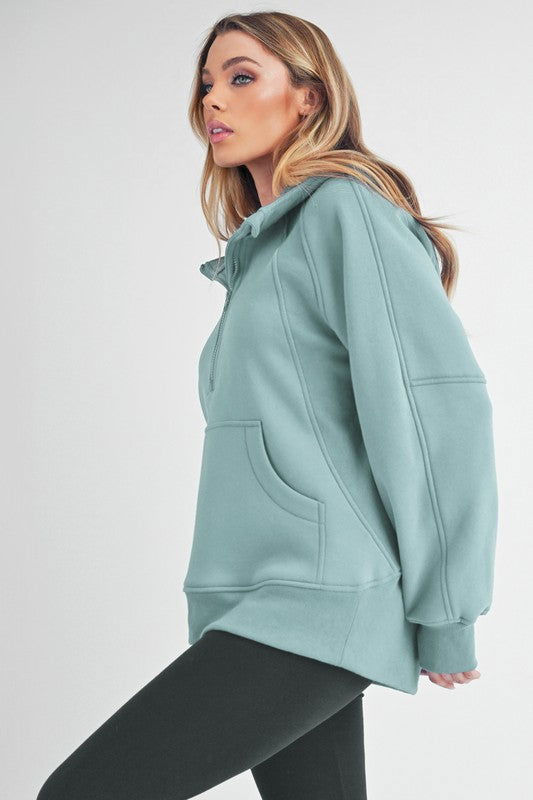 Long Drea Half-Zip Hoodie - Ro + Ivy