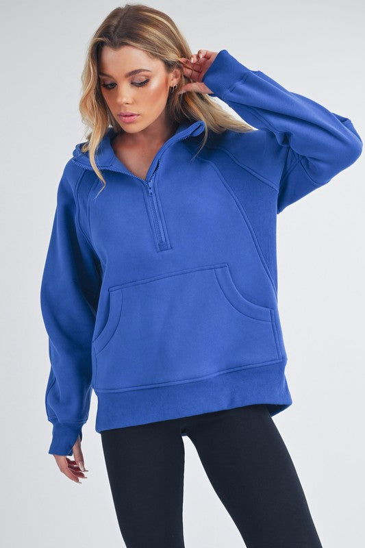 Long Drea Half-Zip Hoodie - Ro + Ivy