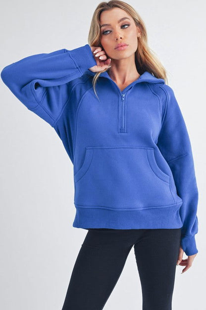 Long Drea Half-Zip Hoodie - Ro + Ivy