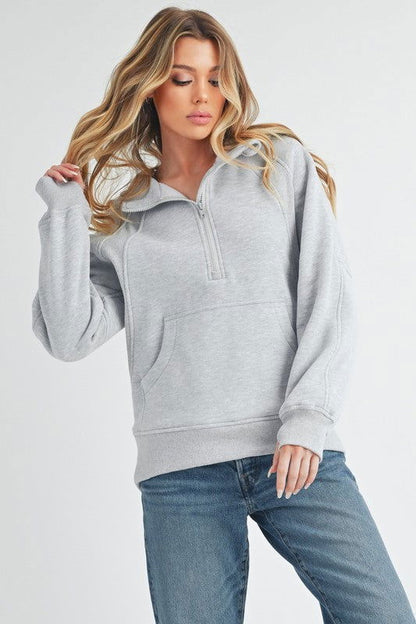 Long Drea Half-Zip Hoodie - Ro + Ivy