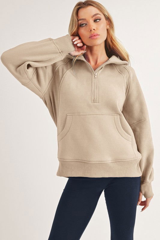 Long Drea Half-Zip Hoodie - Ro + Ivy