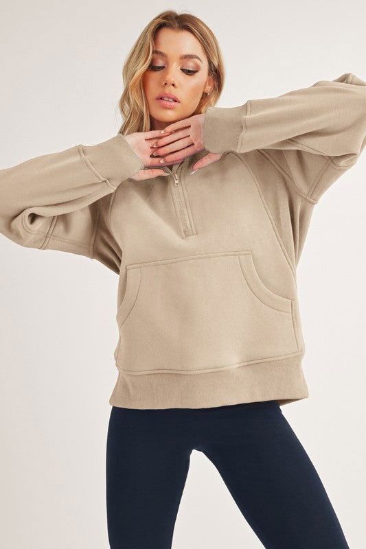 Long Drea Half-Zip Hoodie - Ro + Ivy