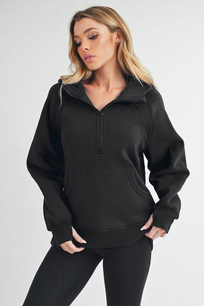 Long Drea Half-Zip Hoodie - Ro + Ivy