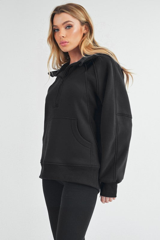 Long Drea Half-Zip Hoodie - Ro + Ivy