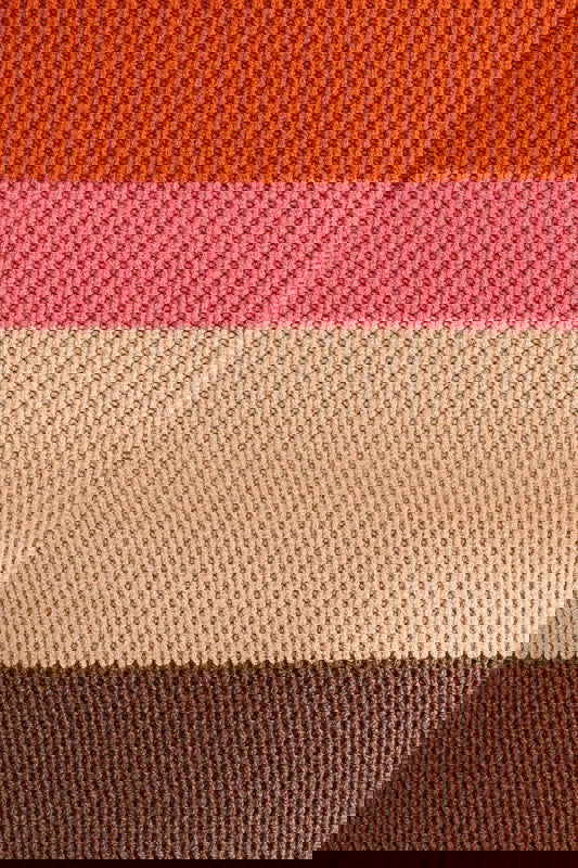 Long Sleeve Color Block Square Neck Knit Top - Ro + Ivy