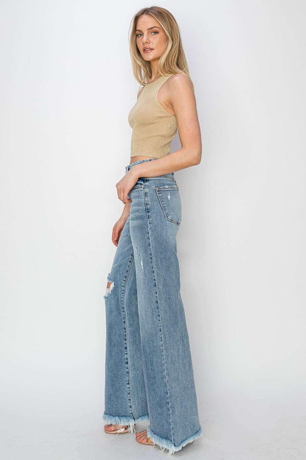 Mid Rise Button Fly Wide Leg Jeans for Women | Jeans | Ro + Ivy