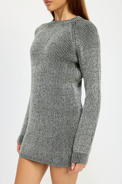 Mock Neck Mini Rib Sweater Dress - Ro + Ivy