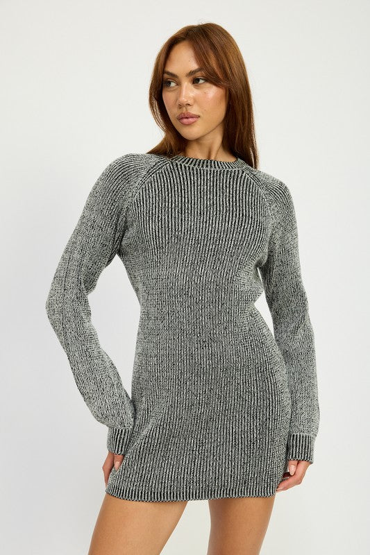 Mock Neck Mini Rib Sweater Dress - Ro + Ivy