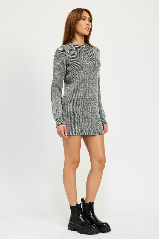 Mock Neck Mini Rib Sweater Dress - Ro + Ivy