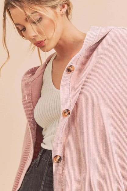 Corduroy Hooded Button Up Nadia Jacket - Ro + Ivy