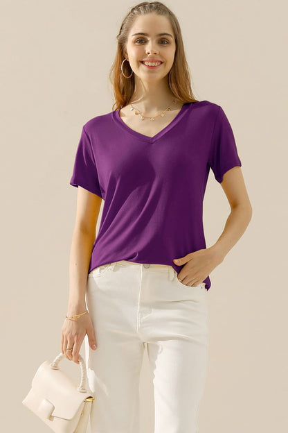 Ninexis Full Size V-Neck Short Sleeve T-Shirt - Ro + Ivy