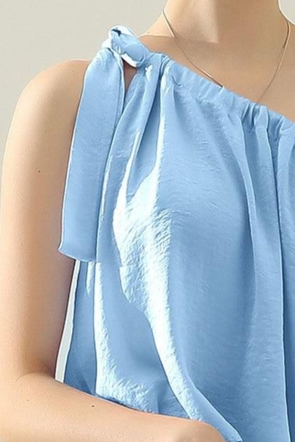 One Shoulder Bow Tie Strap Satin Silk Top for Women | Blouse | Ro + Ivy