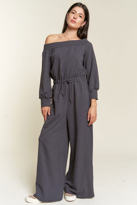 One Shoulder Terry Jumpsuit - Ro + Ivy