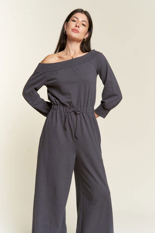 One Shoulder Terry Jumpsuit - Ro + Ivy