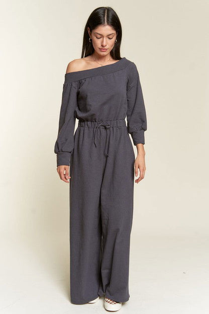 One Shoulder Terry Jumpsuit - Ro + Ivy