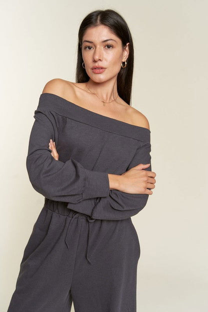 One Shoulder Terry Jumpsuit - Ro + Ivy