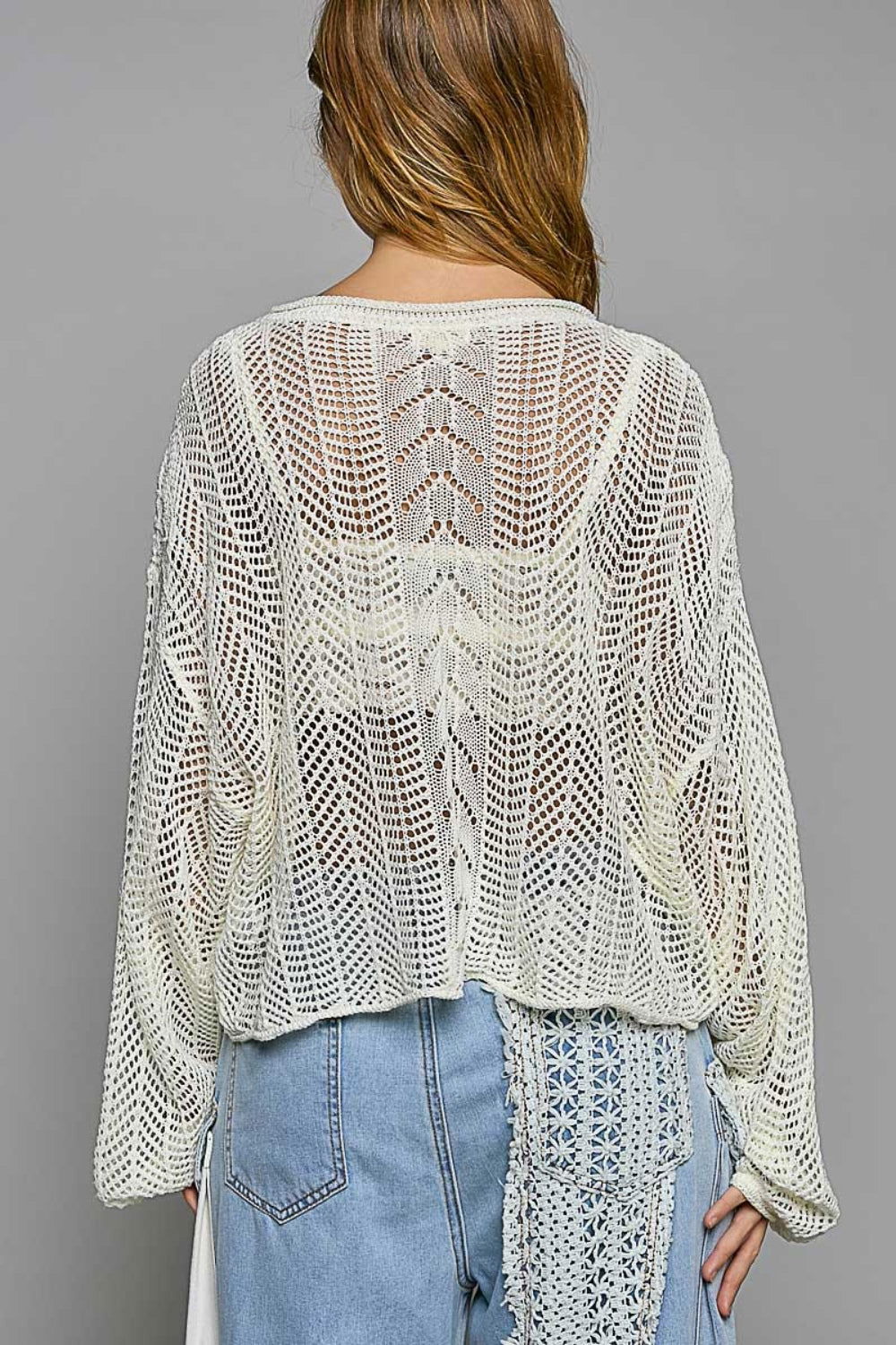 Openwork Balloon Sleeve Knit Cover Up for Women - Ro + Ivy