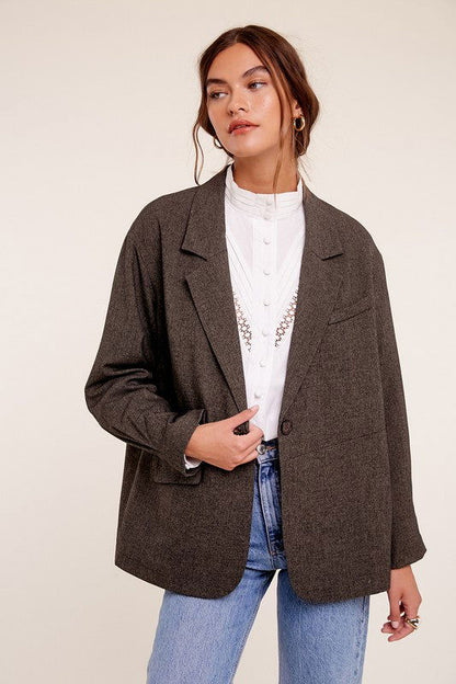Oversized Solid Blazer - Ro + Ivy