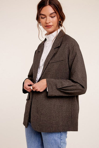 Oversized Solid Blazer - Ro + Ivy