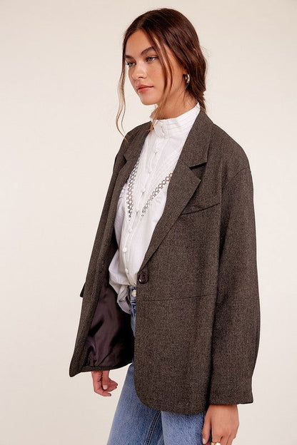 Oversized Solid Blazer - Ro + Ivy