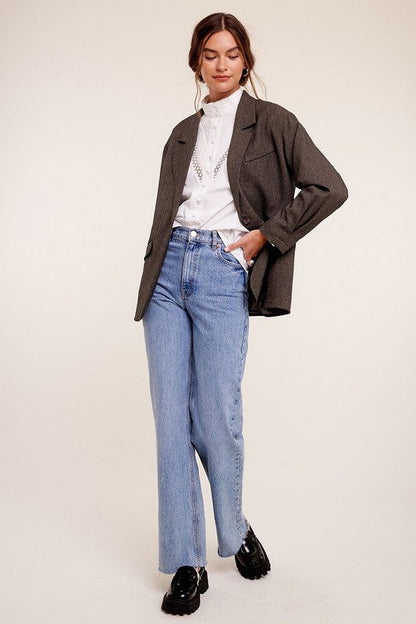 Oversized Solid Blazer - Ro + Ivy