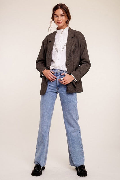Oversized Solid Blazer - Ro + Ivy