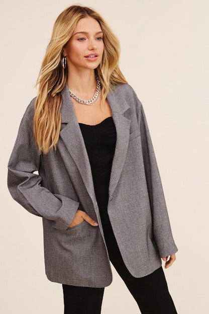 Oversized Solid Blazer - Ro + Ivy
