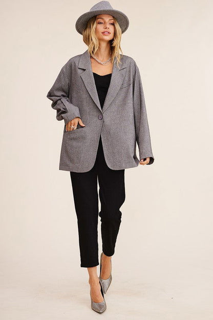Oversized Solid Blazer - Ro + Ivy