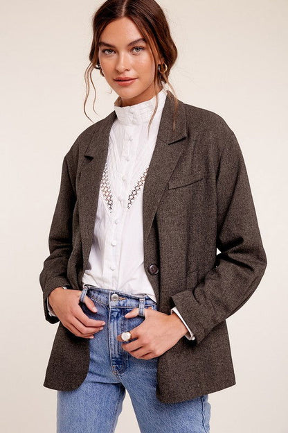 Oversized Solid Blazer - Ro + Ivy