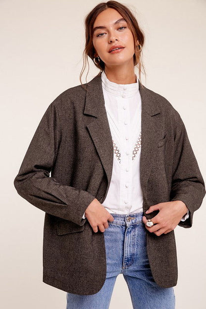Oversized Solid Blazer - Ro + Ivy