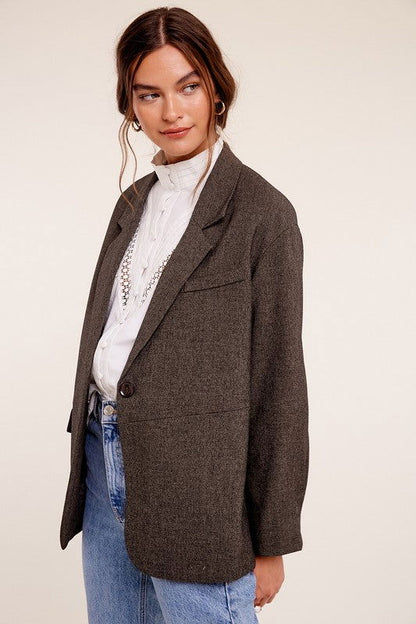 Oversized Solid Blazer - Ro + Ivy