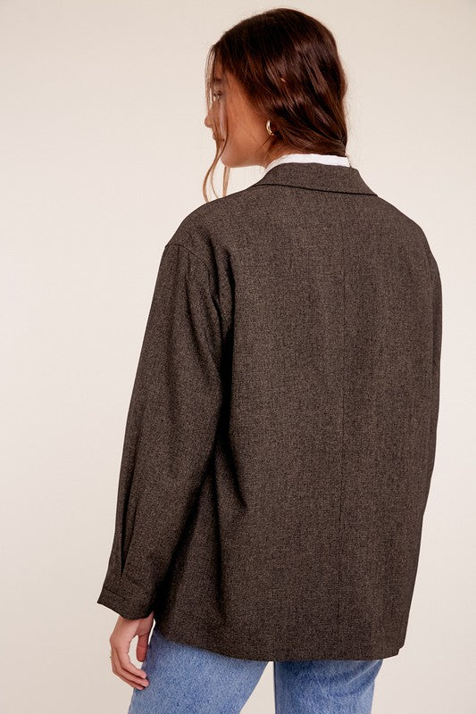 Oversized Solid Blazer - Ro + Ivy