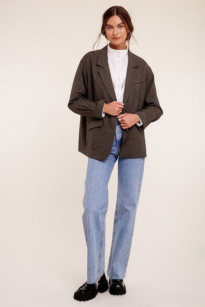 Oversized Solid Blazer - Ro + Ivy