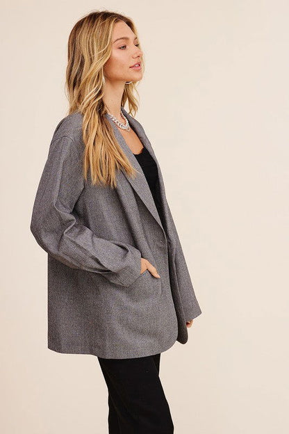 Oversized Solid Blazer - Ro + Ivy