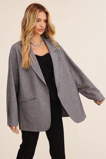 Oversized Solid Blazer - Ro + Ivy