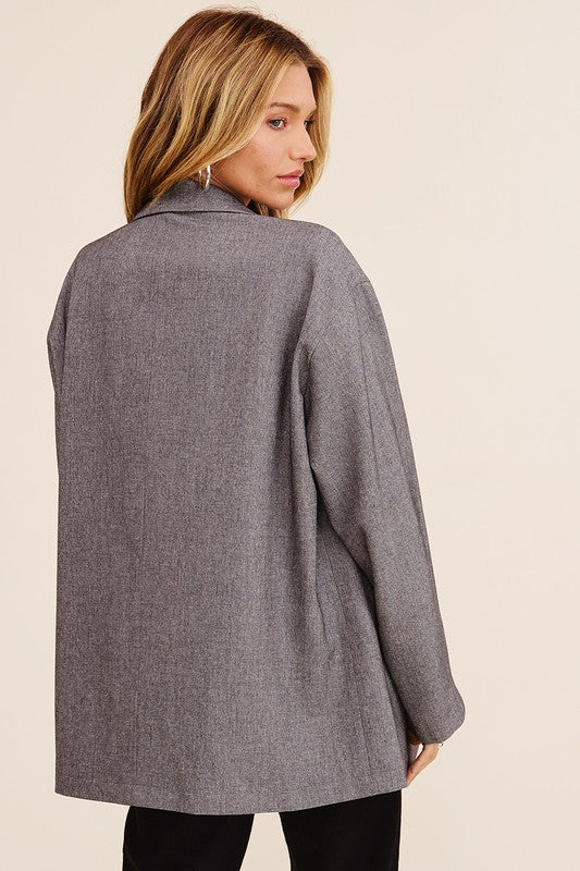 Oversized Solid Blazer - Ro + Ivy