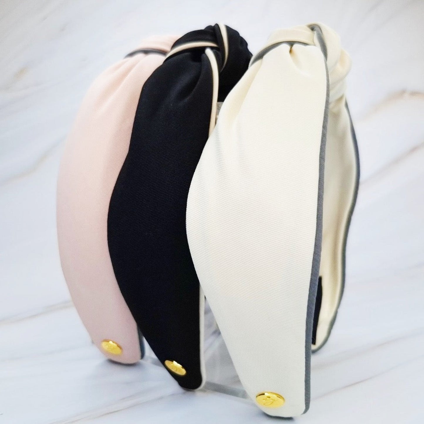 Contrast Piped Structured Preppy Headband — Classic Timeless Style - Headbands