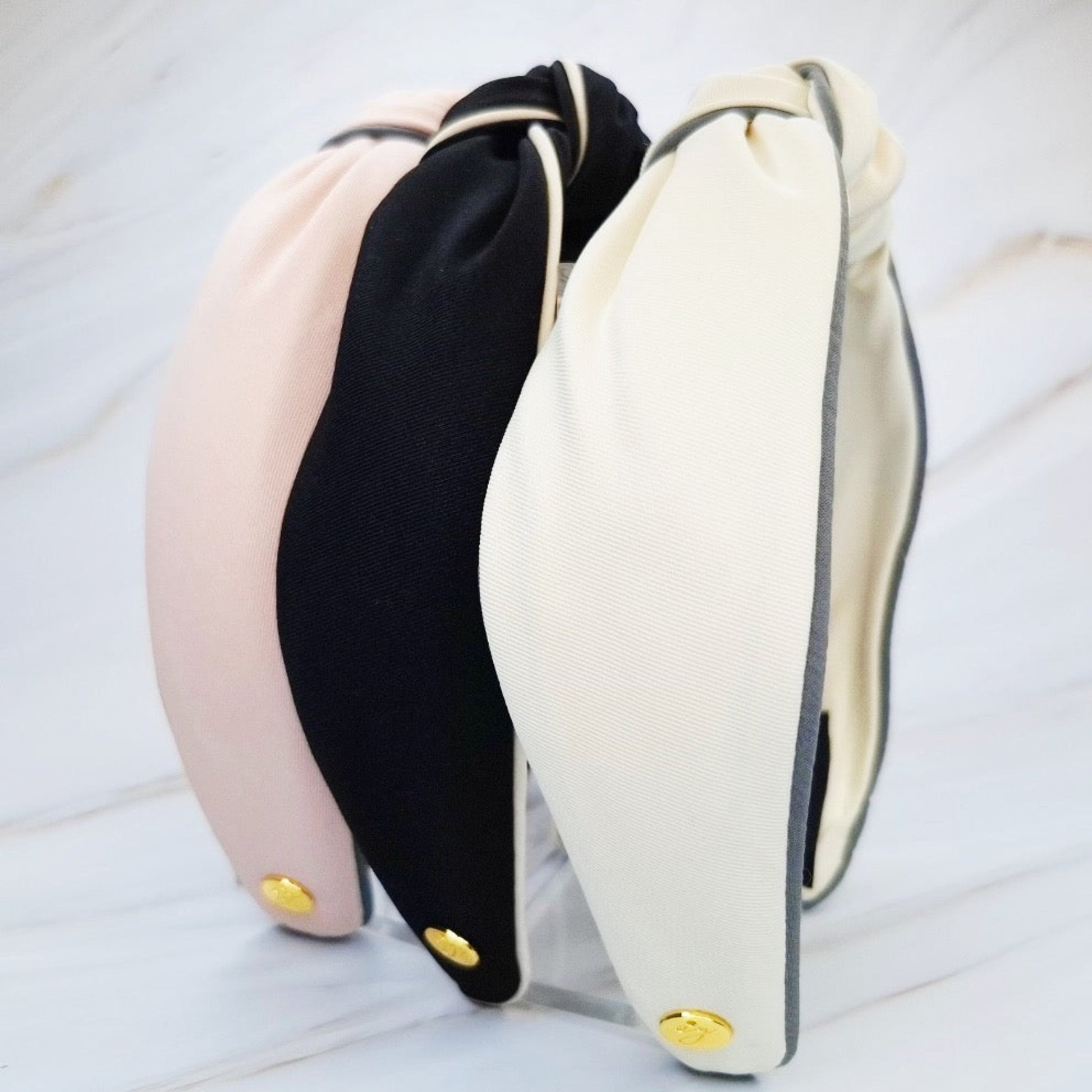 Contrast Piped Structured Preppy Headband — Classic Timeless Style - Headbands
